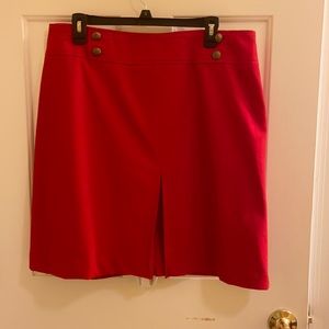 Corduroy red above the knee skirt.